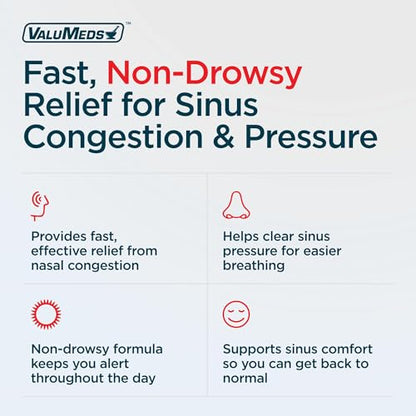 ValuMeds Compare to Sudafed PE | Non-Drowsy Nasal Decongestant 10 mg, 300 Tablets