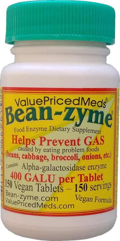 Bean-Zyme Extra Strength Gas Relief 400 GALU | ValuePricedMeds Vegan Digestive Enzyme