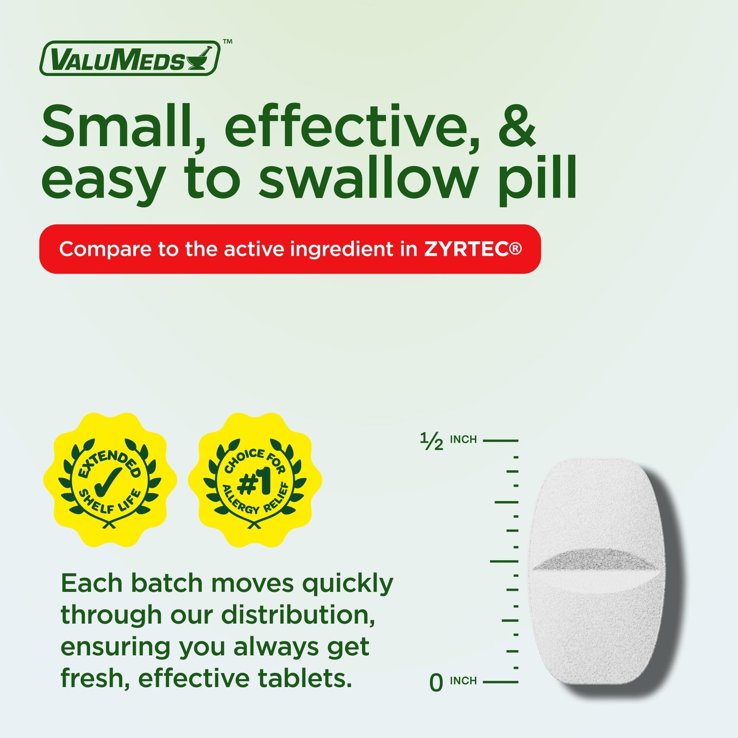 ValuMeds 24-Hour Allergy Medicine Cetirizine HCl 10 mg – 500 Count, Non-Drowsy Pollen Relief