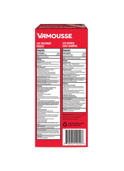 Vamousse Lice Emergency Kit — Mousse, Daily Shampoo & Steel Comb for Kids & Adults