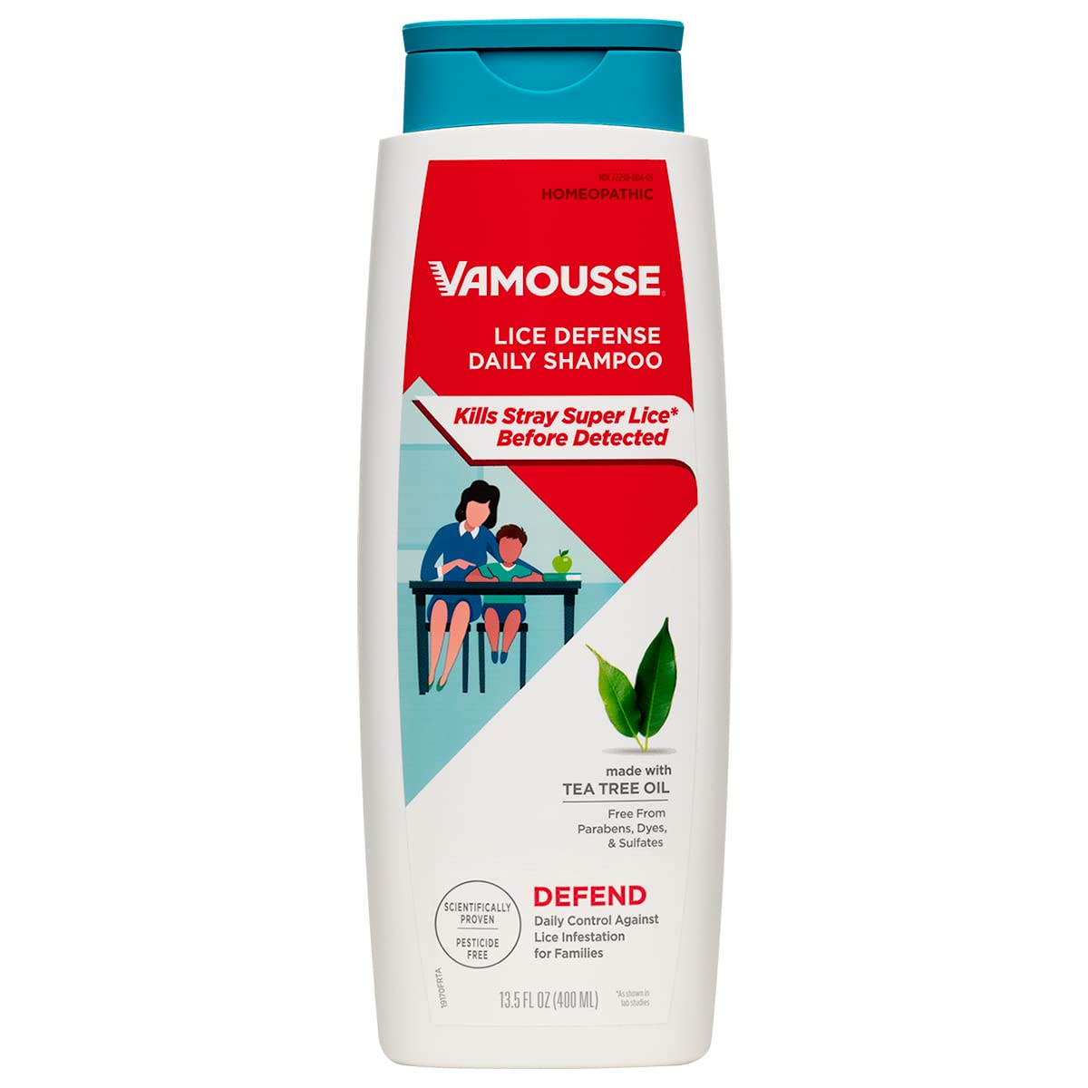 Vamousse Head Lice Defense Daily Shampoo – After Exposure or Treatment, Paraben/Sulfate/Dye Free, Family Size 13.5 oz