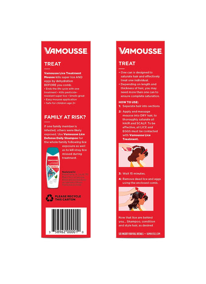 Vamousse Lice Treatment Mousse – Pesticide-Free, Non-Toxic, Kills Super Lice & Eggs (6 oz)