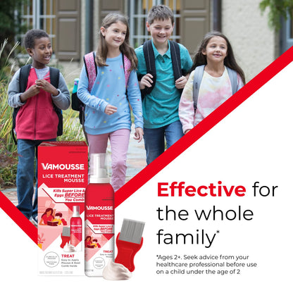 Vamousse Lice Treatment Mousse – Pesticide-Free, Non-Toxic, Kills Super Lice & Eggs (6 oz)