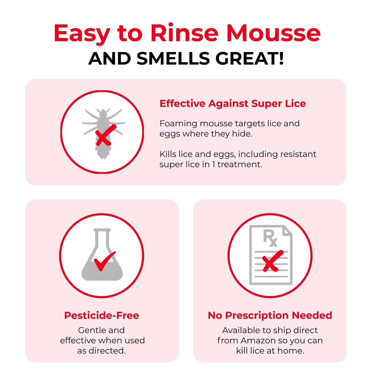 Vamousse Lice Treatment Mousse – Pesticide-Free, Non-Toxic, Kills Super Lice & Eggs (6 oz)