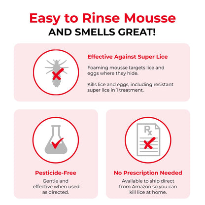 Vamousse Lice Treatment Mousse – Pesticide-Free, Non-Toxic, Kills Super Lice & Eggs (6 oz)