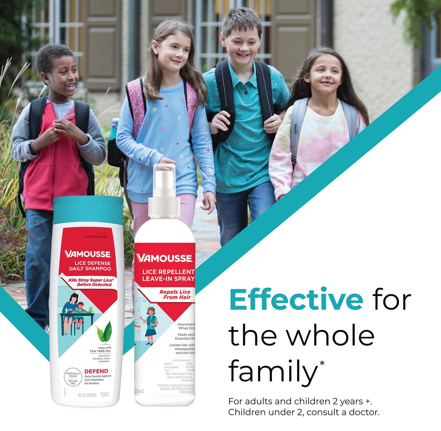 Vamousse PRO Lice Emergency Kit – Fast-Acting Mousse, Daily Shampoo, Repellent & Comb for All Ages