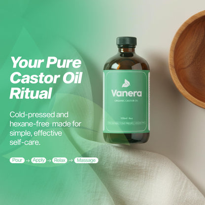 Vanera Castor Oil – 100% Organic, Cold-Pressed, Hexane-Free (4 oz) 2 Pack