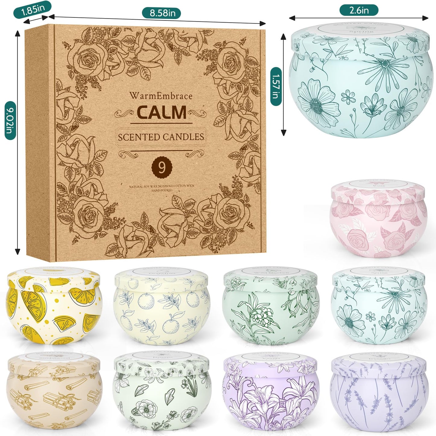 WarmEmbrace Scented Candles – 9-Piece Gift Set, Long-Lasting