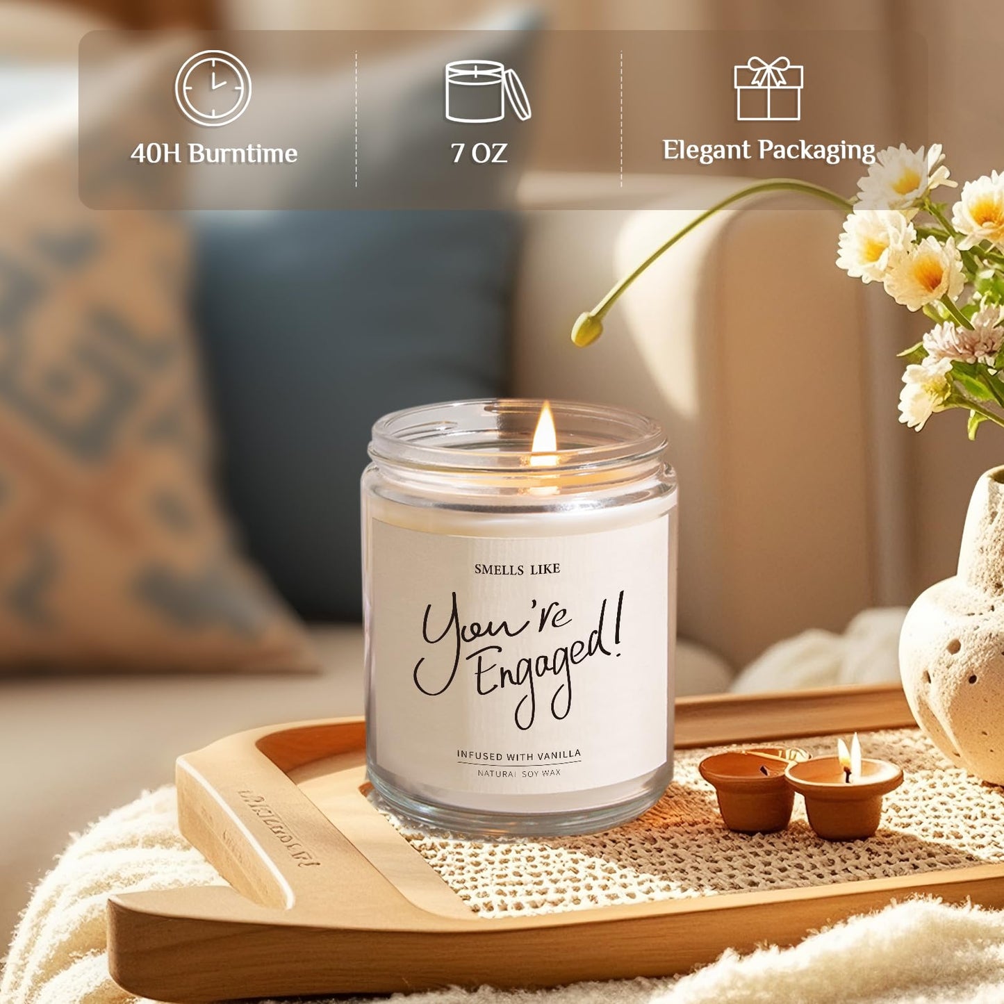 Engagement Gifts for Couples - Vanilla Scented Candles | Best Engaged Gift