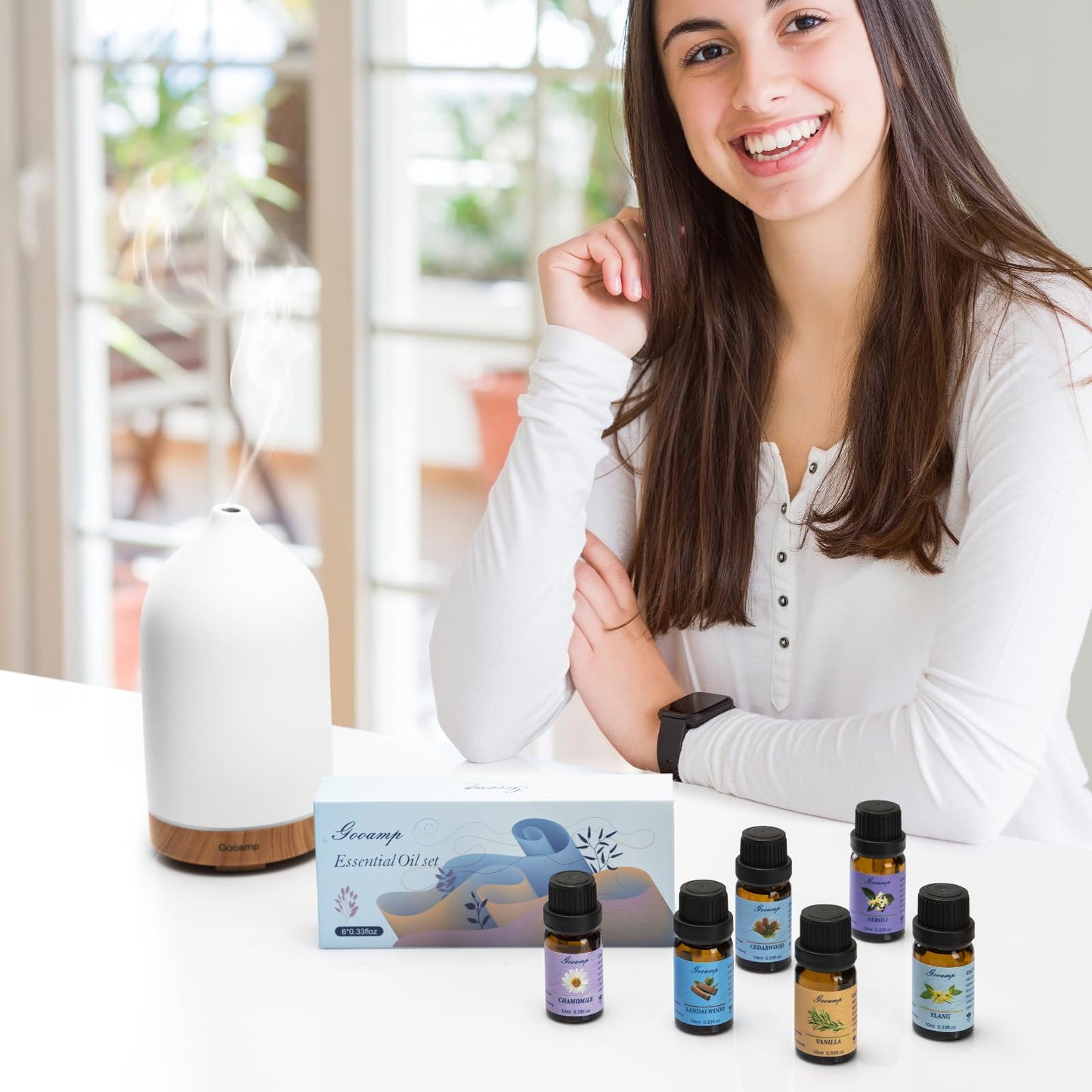 Essential Oils Set - Top 6 Organic Blends (6x0.33 oz): Vanilla, Neroli, Chamomile, Sandalwood, Ylang, Cedarwood