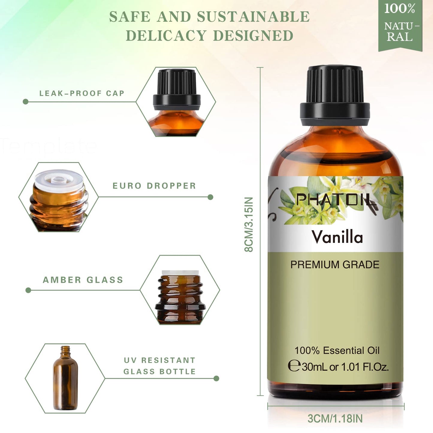 Vanilla Essential Oil 30ml | PHATOIL Pure Essential Oil Singles for Diffusers