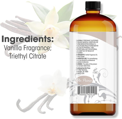 Ola Prima Vanilla Essential Oil 16oz – Therapeutic Grade Big Bottle for Aromatherapy, Diffusers & Candle Making, Vanilla Candle Scent
