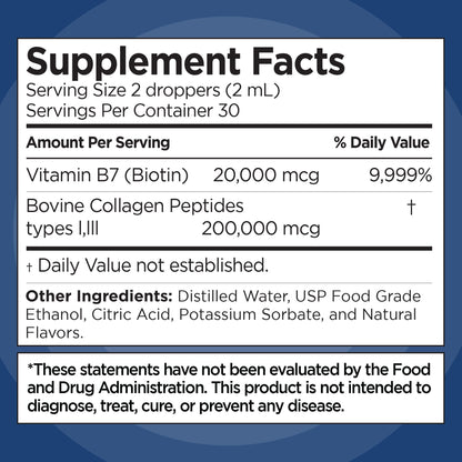 Liquid Collagen & Biotin for Hair, Skin & Nails – Vanilla, 2 Fl Oz