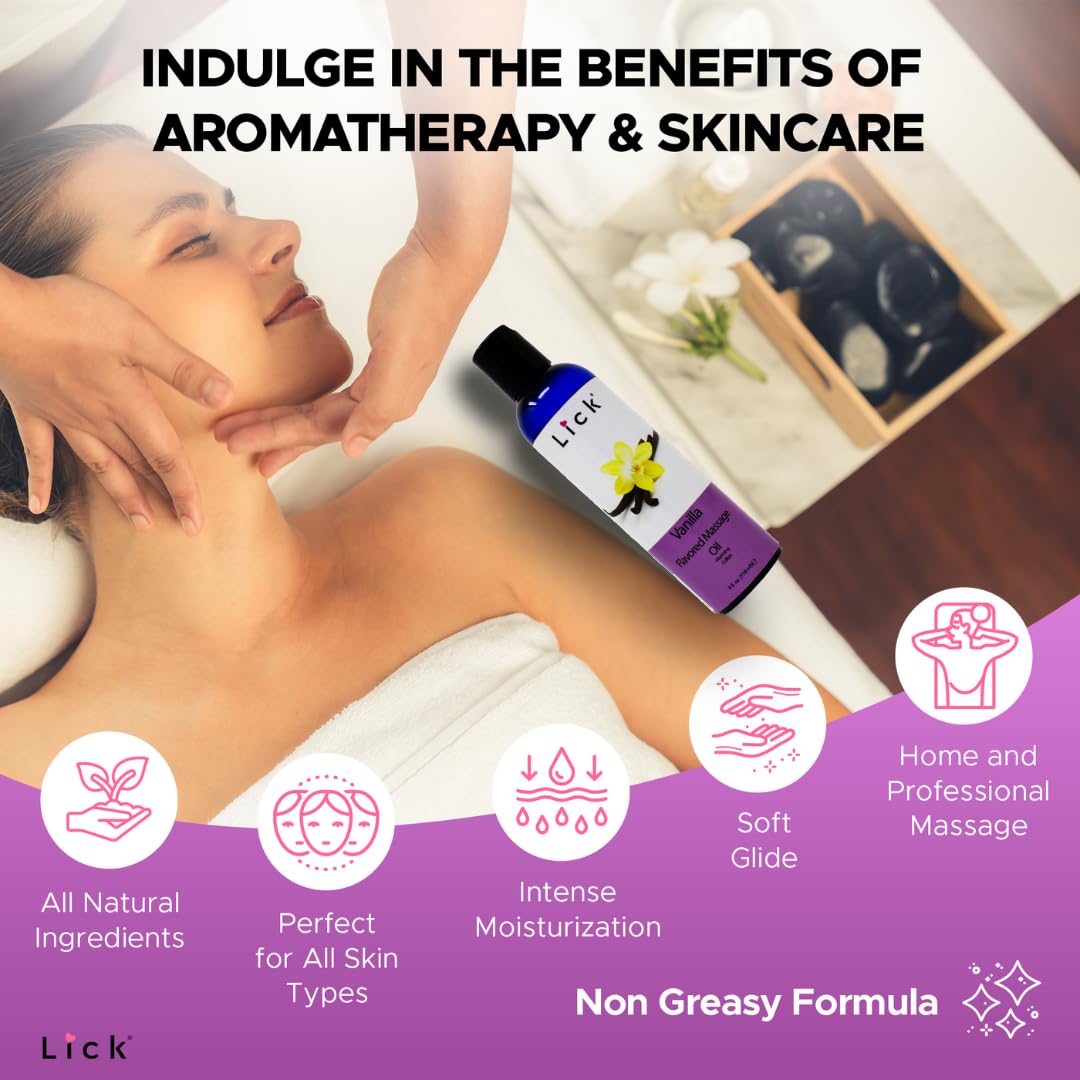 Vanilla Flavored Massage Oil for Therapy – Aromatherapy, Vitamin E, Almond Oil 4 oz