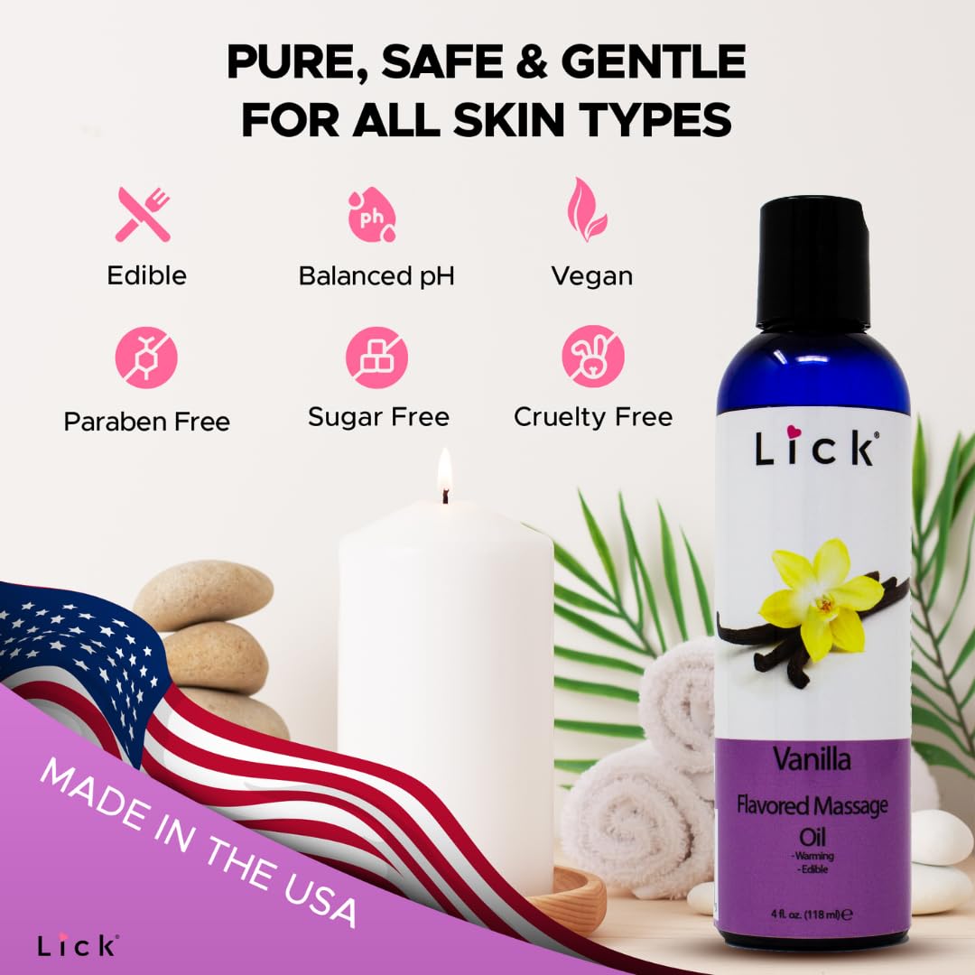 Vanilla Flavored Massage Oil for Therapy – Aromatherapy, Vitamin E, Almond Oil 4 oz