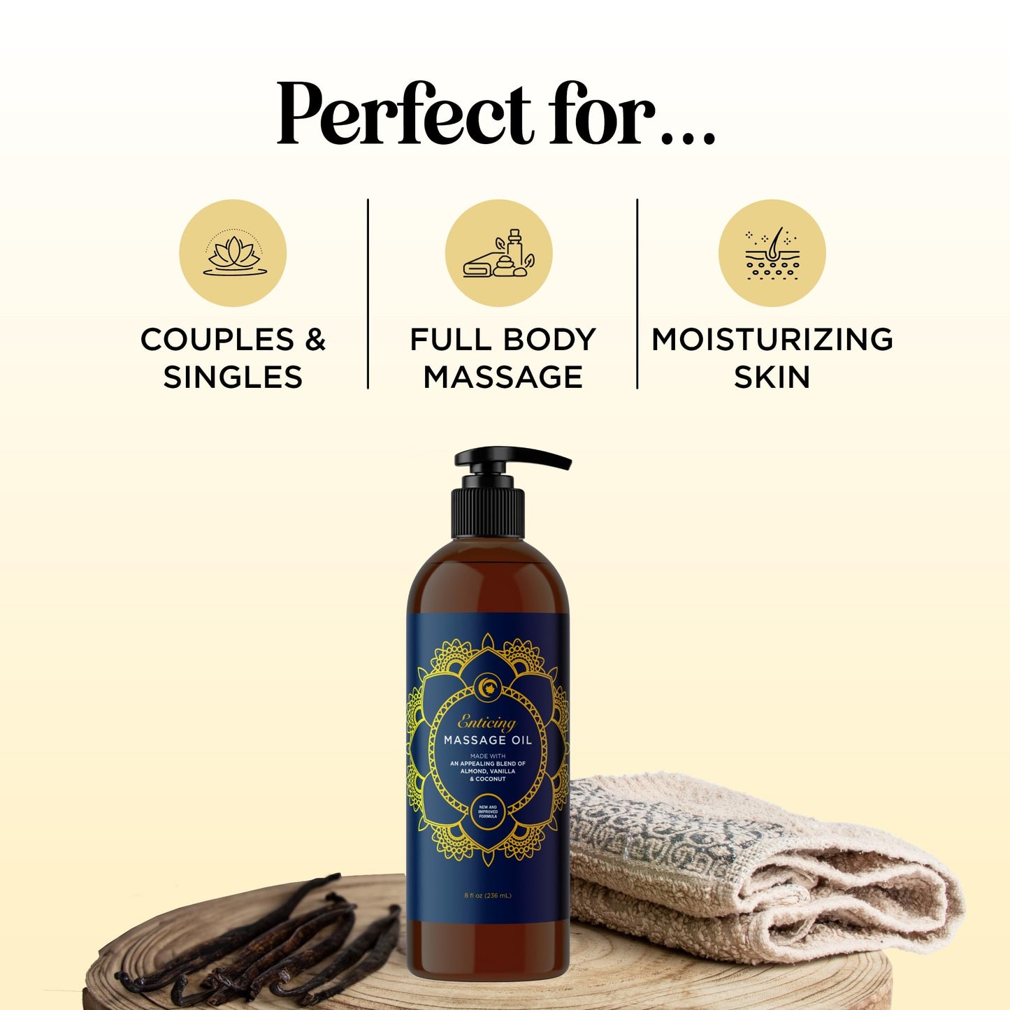 Luxurious Vanilla Massage Oil for Couples – Easy Glide, Non-Greasy, Vegan & Gluten Free