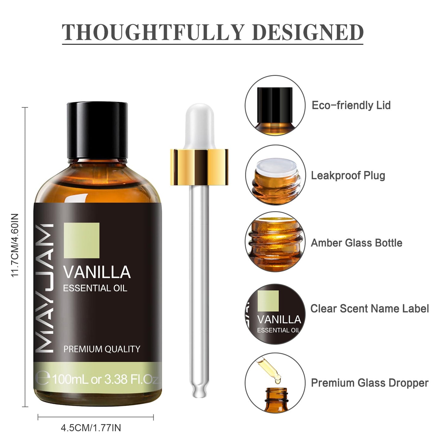 MAYJAM Vanilla Essential Oil 100ML | Pure Oil for Diffusers, Massage & DIY