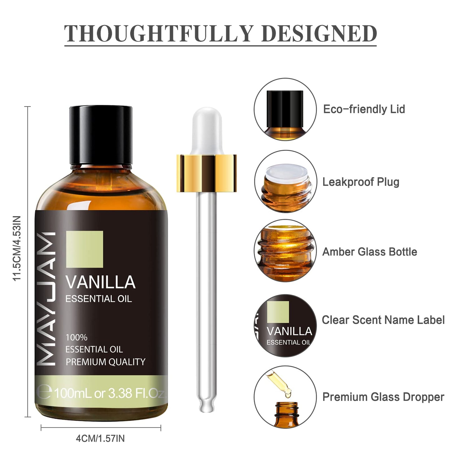Vanilla Essential Oil 100ml | MAYJAM Premium (Gift Box) for Aromatherapy, Diffuser, Soap & Candle Making