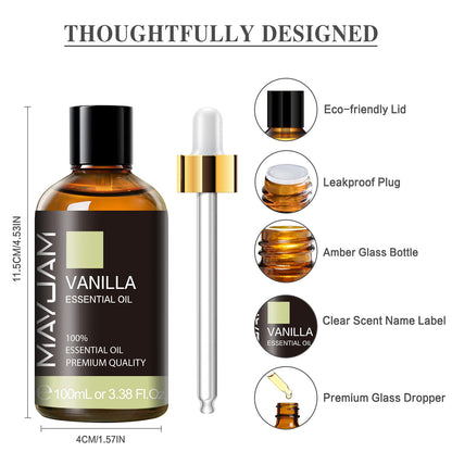 Vanilla Essential Oil 100ml | MAYJAM Premium (Gift Box) for Aromatherapy, Diffuser, Soap & Candle Making