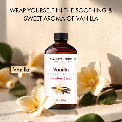Majestic Pure Vanilla Essential Oil - 2 oz with Glass Dropper, 100% Pure