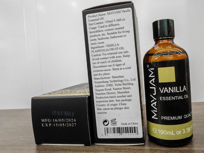 MAYJAM Vanilla Essential Oil 100ML | Pure Oil for Diffusers, Massage & DIY
