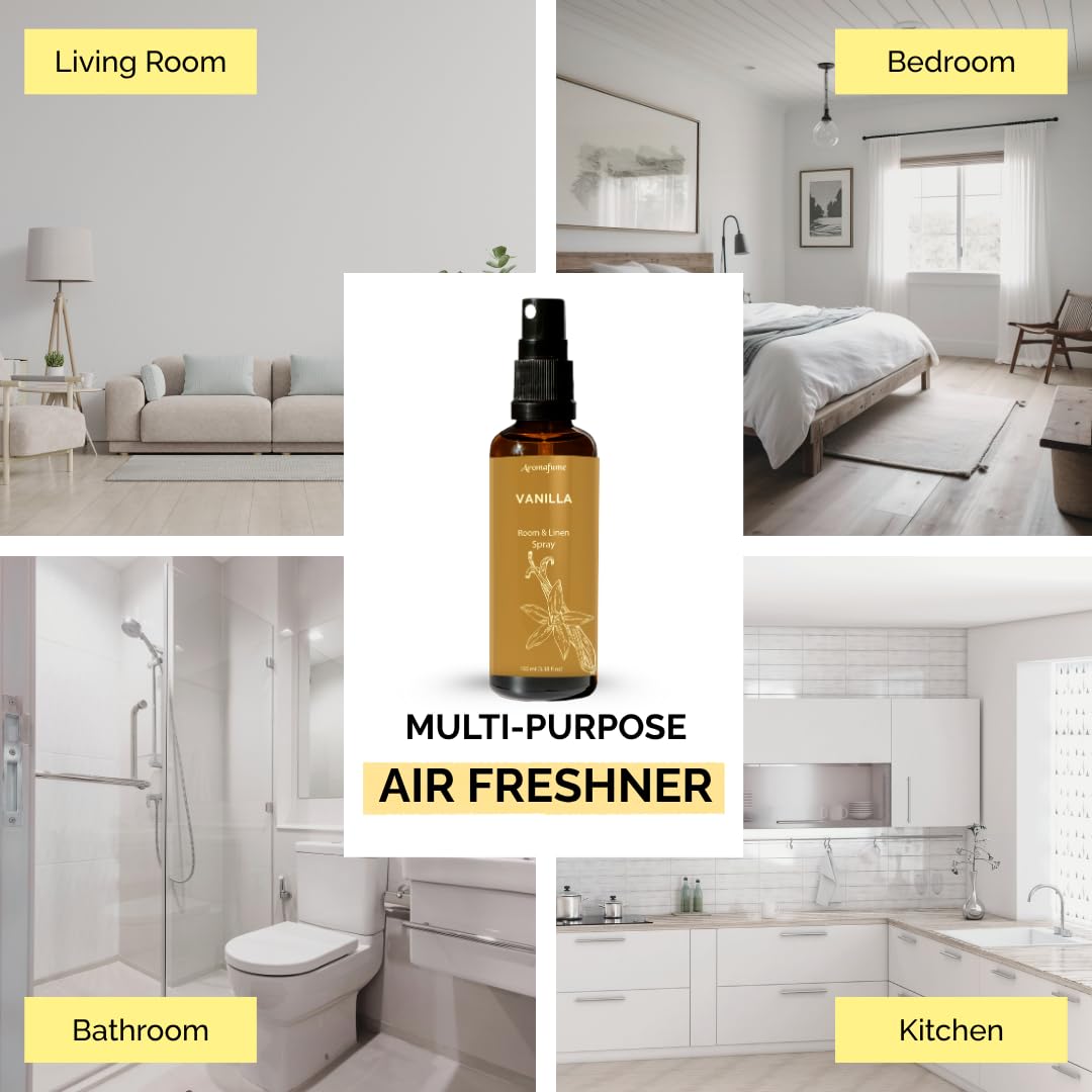 Vanilla Room, Linen & Pillow Spray by Aromafume – 100ml/3.38 fl oz | Pure Vanilla Essential Oil