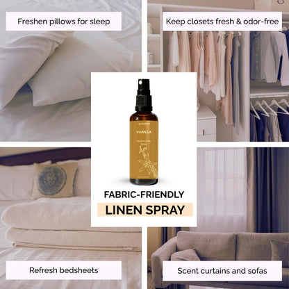 Vanilla Room, Linen & Pillow Spray by Aromafume – 100ml/3.38 fl oz | Pure Vanilla Essential Oil