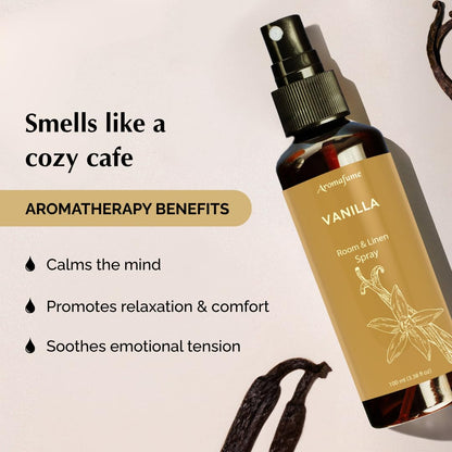 Vanilla Room, Linen & Pillow Spray by Aromafume – 100ml/3.38 fl oz | Pure Vanilla Essential Oil