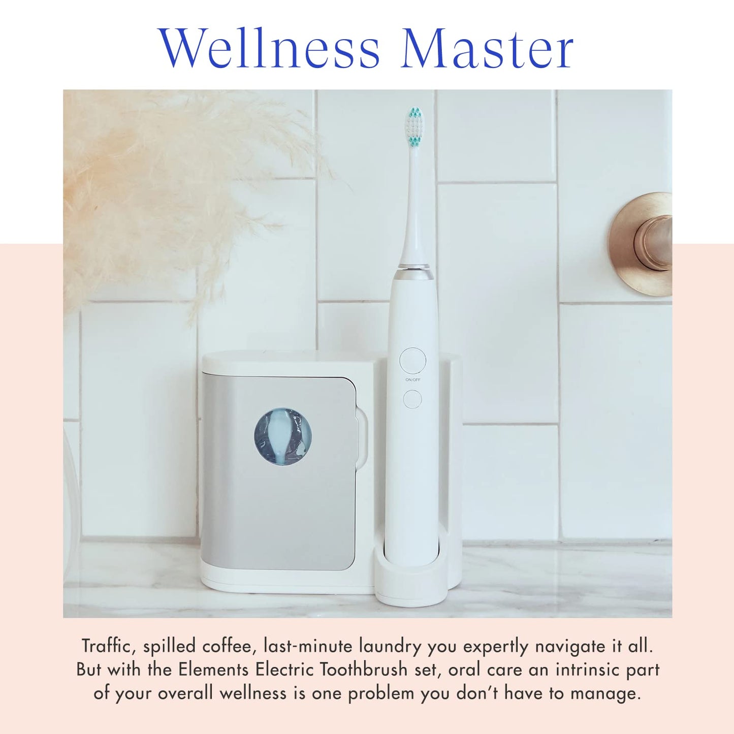 Vanity Planet Elements Ultrasonic Electric Toothbrush – Silver | UV Sanitizing Charger Base & 3 Replacement Heads
