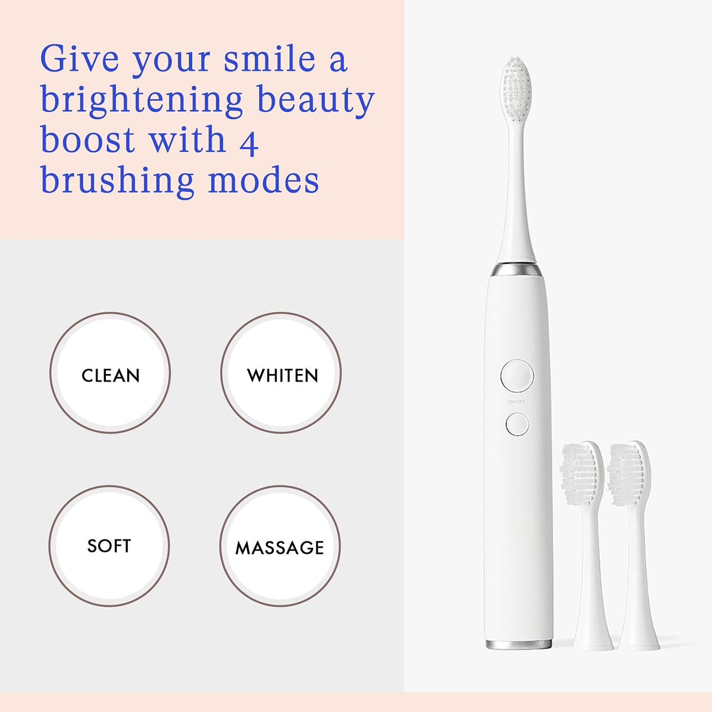 Vanity Planet Elements Ultrasonic Electric Toothbrush – Silver | UV Sanitizing Charger Base & 3 Replacement Heads
