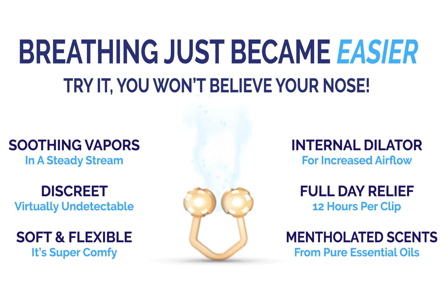 Vapor Soothers Nasal Dilator Clips – 8 Count, 4-Scent Variety Pack, Drug-Free