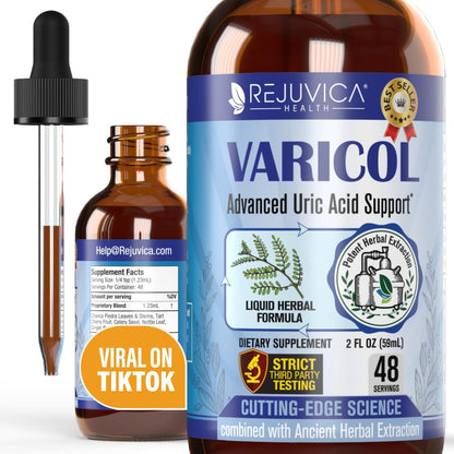 Varicol Uric Acid Support Liquid Drops – Tart Cherry, Ginger & Chanca Piedra – Vegan, Sugar-Free (2 oz)