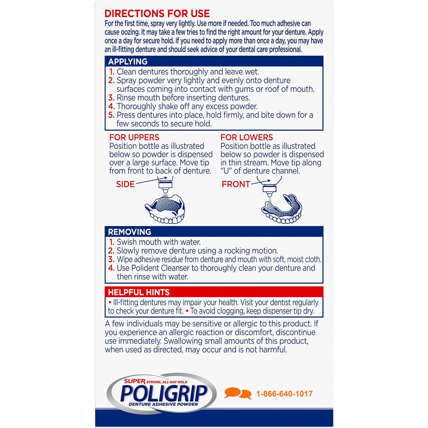Super Poligrip Extra Strength Denture Adhesive Powder 1.6 oz | 12-Hour Hold (Zinc-Free)