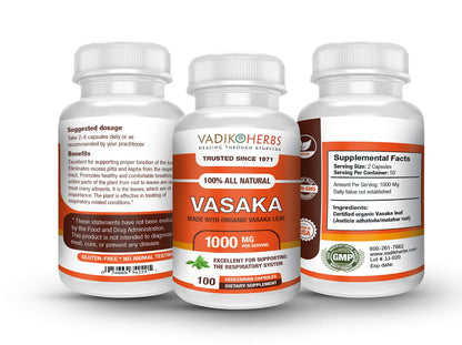 Vadik Herbs Organic Vasak (Vasaka) Powder – 100 Vegicaps | Made in USA
