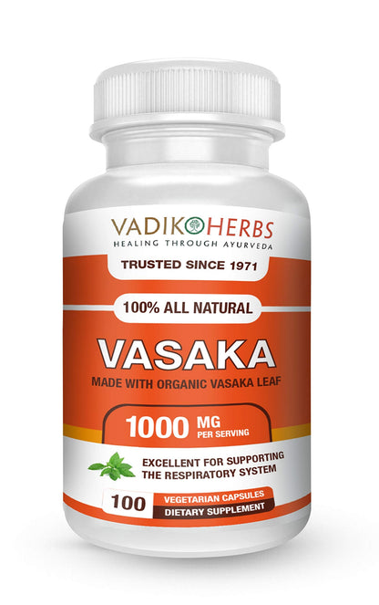 Vadik Herbs Organic Vasak (Vasaka) Powder – 100 Vegicaps | Made in USA