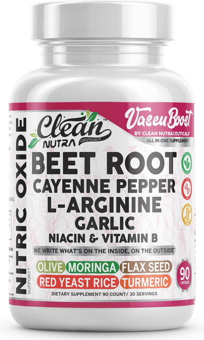 VascuBoost Beet Root Capsules – Cayenne, L-Arginine, Garlic & Hibiscus | 90 Capsules