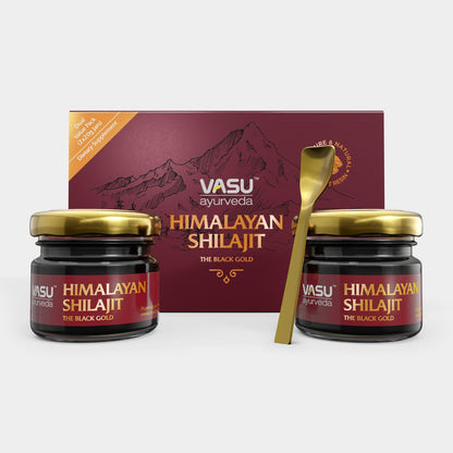 VASU Ayurveda Himalayan Shilajit Resin 400mg – Lab Tested Energy Booster (2-Pack)
