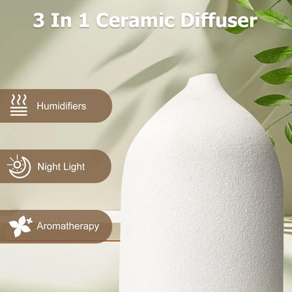 Vasysvi Essential Oil Diffuser Humidifier — Ceramic 100ml, 7-Color LED, Auto Shut-Off, 4 Timers