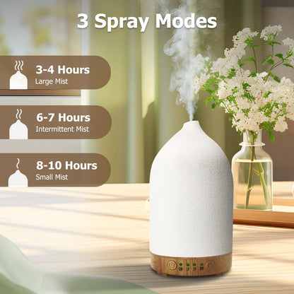 Vasysvi Essential Oil Diffuser Humidifier — Ceramic 100ml, 7-Color LED, Auto Shut-Off, 4 Timers