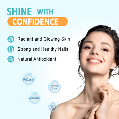 Vazatisi Biotin & Collagen Gummies with B12 – Hair, Skin & Nails, Sugar Free (Blueberry)