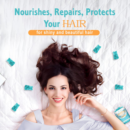 Vazatisi Biotin & Collagen Gummies with B12 – Hair, Skin & Nails, Sugar Free (Blueberry)