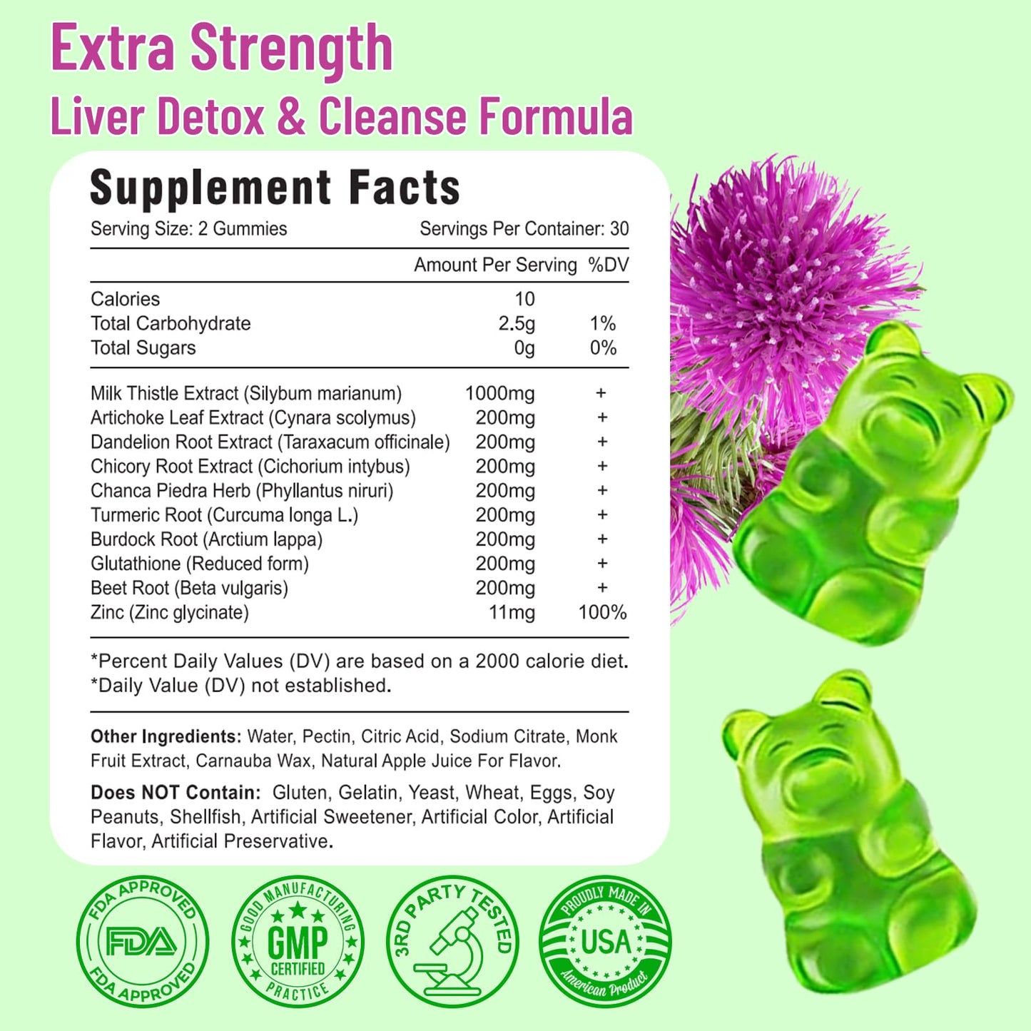Vazatisi Liver Cleanse Detox Gummies - Milk Thistle, Artichoke & Dandelion