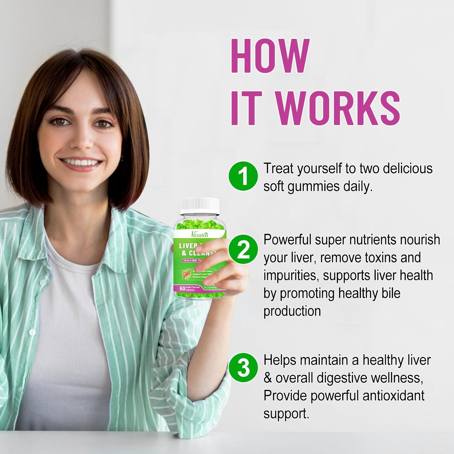 Vazatisi Liver Cleanse Detox Gummies - Milk Thistle, Artichoke & Dandelion