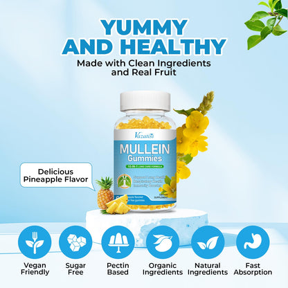 Vazatisi Mullein Gummies – Lung Detox, Pineapple Flavor, 120 Cts