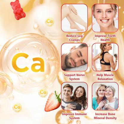 VCCHUYH Calcium Citrate Gummies 1200mg – Sugar Free Strawberry 60 Count | Bone, Muscle & Immune Support