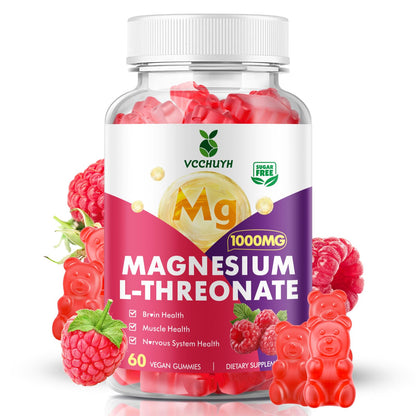 VCCHUYH Magnesium Threonate Gummies – 1000mg, Raspberry, for Kids & Adults