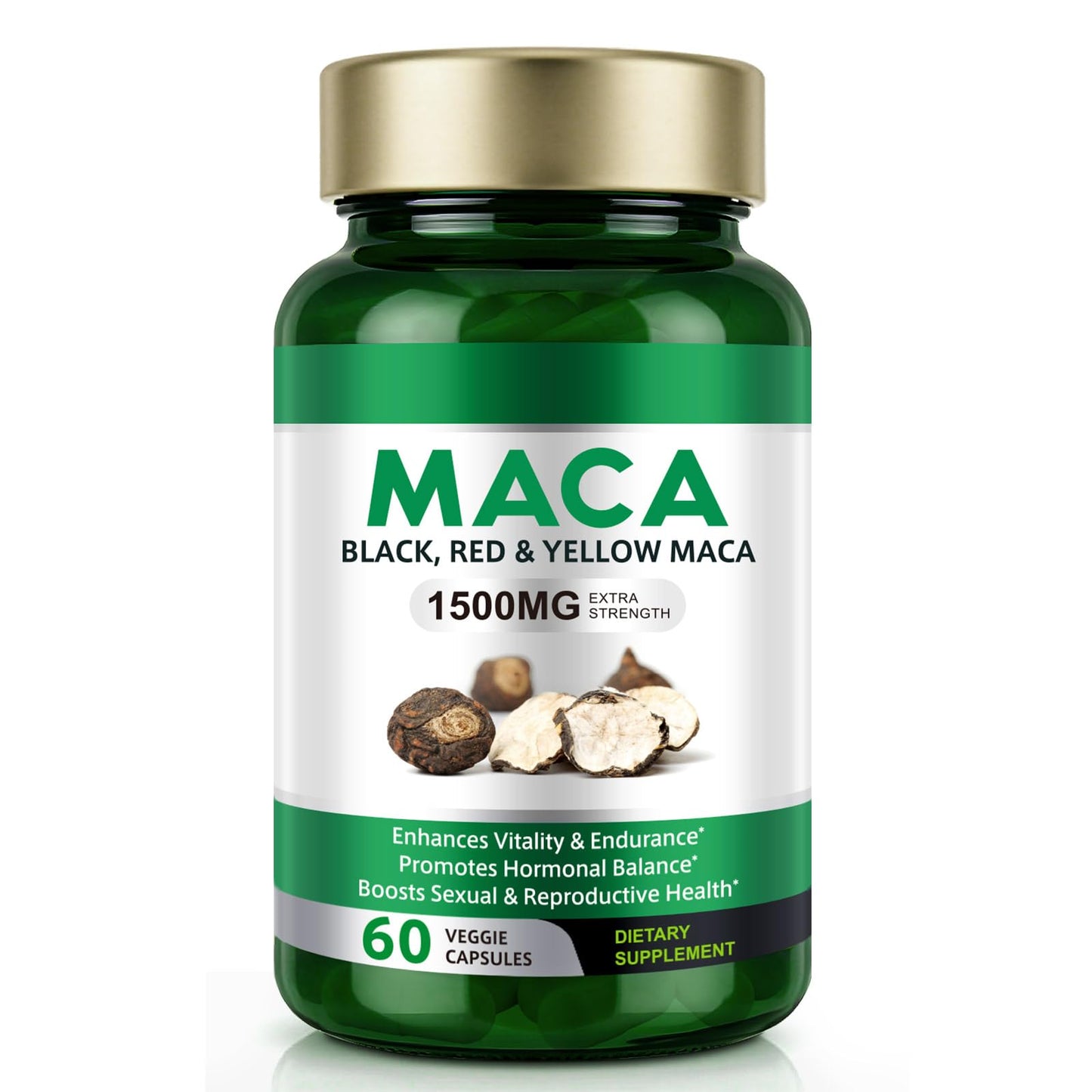 Vceeoy Maca Root Capsules - 1500mg Black, Red & Yellow Maca with Black Pepper Extract | Energy Boost for Women & Men - 60 Capsules