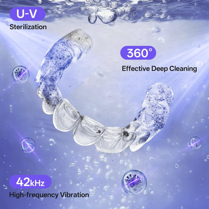 Vcyems Ultrasonic Jewelry Cleaner with UV Light - 42kHz, 3 Modes, Waterproof