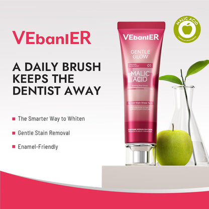 Vebanler MALIC Acid Teeth Whitening Toothpaste - Natural Care, Fluoride-Free, Non-Toxic, 3.57oz