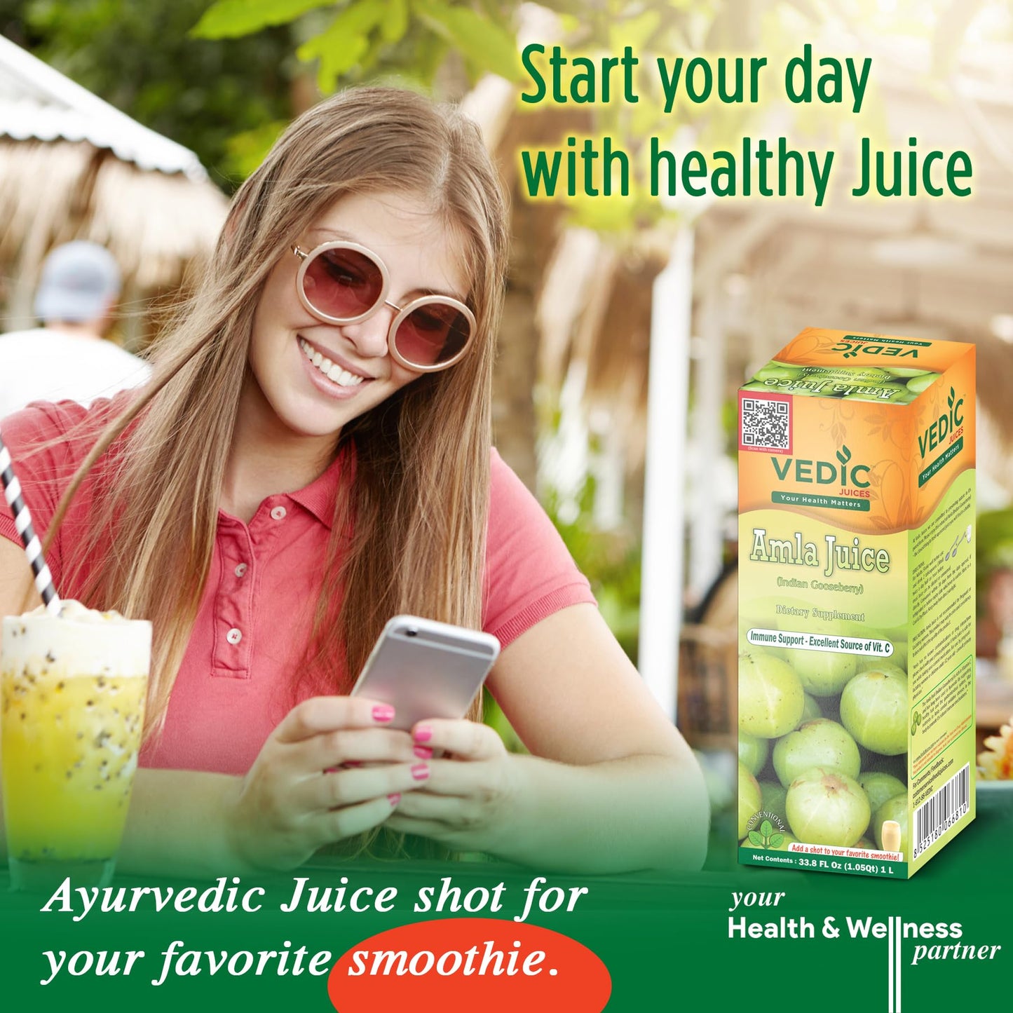 Vedic Juices Amla Juice 1L – Vitamin C for Gut Health & Hair Growth